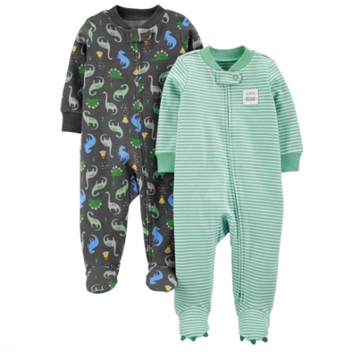 Simple Joys by Carter's baby-boys 2-way Zip Thermal Footed Sleep and Play, Pack of 2