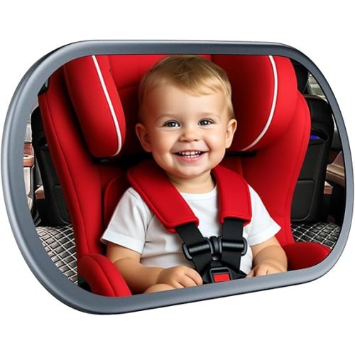 Baby Car Mirror for Backseat - Rear Facing Car Seat Mirror Safety for Infant Newborn - Easily Observe the Baby Move,Clear Wide View,360°Rotation, Secure, Shatterproof - Black