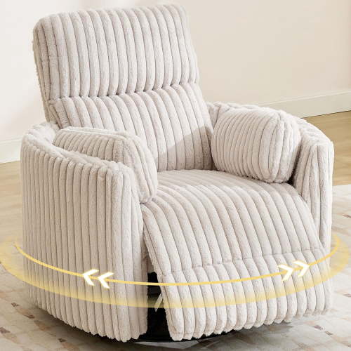 Comfort Stretch, Power Swivel Glider Recliner Chair, Faux Fur Ivory