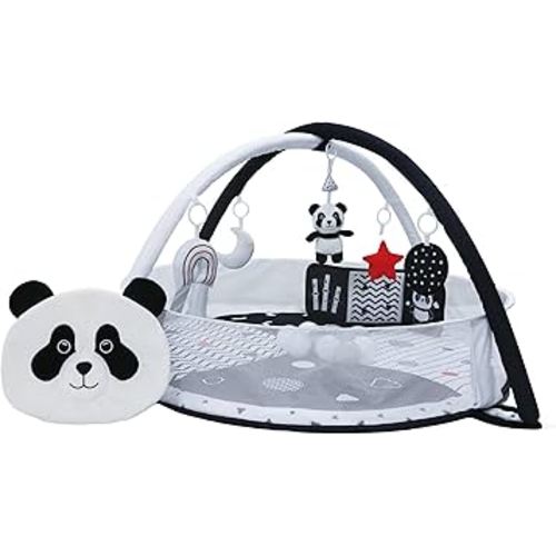 6-in-1 XL Baby Activity Center & Ball Pit, Baby PlayMat & Play Gym, Sensory Exploration and Motor Skill Development Toys, High Contrast Book, Balls Included (Black and White)