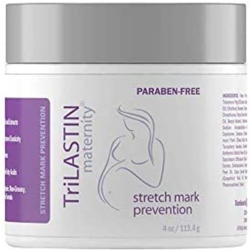 TriLASTIN Maternity Stretch Mark Prevention Cream (4oz) | Hypoallergenic and Paraben-Free | Stretch Mark Cream for Pregnancy | Skincare Gifts for Moms | Scar and Stretch Mark Remover Cream