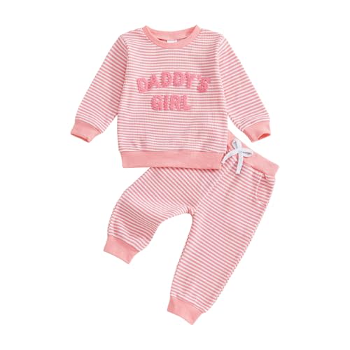 Baby Girl Fall Winter Outfit Daddys Girl Letter Long Sleeve Sweatshirt and Stretch Pants 6 12 18 24M Clothes Set