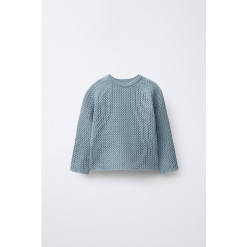 CABLE KNIT SWEATER - Mid-blue | ZARA United States