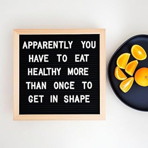 Felt Letter Board, 10x10 inches, Changeable Wooden Message Board Sign, Wood Frame, Wall Mount, with Display Stand (Black)