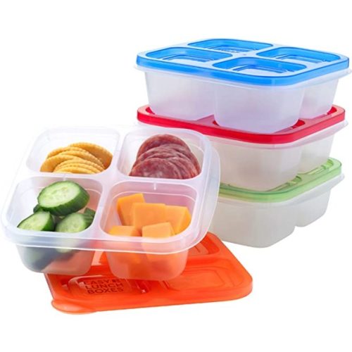 EasyLunchboxes Bento 4-Compartment Snack Boxes, Set of 4
