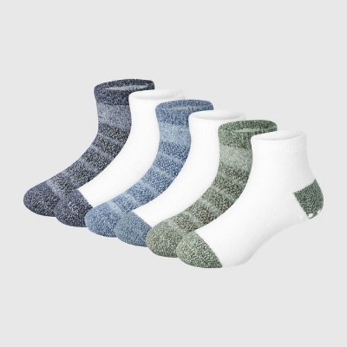 Hanes Baby Boys' 6pk Pure Comfort Ankle Socks - White/Green/Blue 6-12M