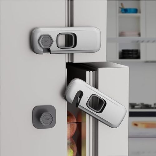 5 Pack Child Proof Refrigerator Lock, Baby Proofing Cabinet Locks, Oven Lock Child Safety, Fridge Lock, for Fridge, Drawers, Dishwasher, Oven, Cupboard, Closet, Adhesive, No Tools Need(Grey)