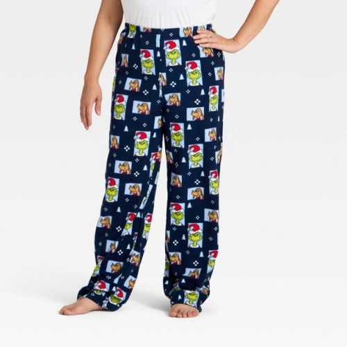 Women's The Grinch Print Fleece Holiday Matching Family Pajama Pants