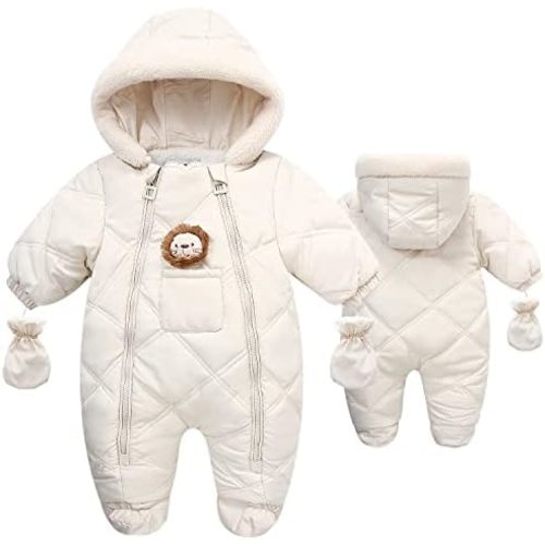 Fairy Baby Infant Baby Winter Snowsuit Coat Romper Hooded Footie Outwear Warm Jumpsuit Bodysuit for Girl Boy 6-24 Months