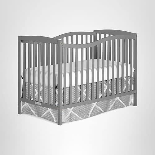 Dream On Me Chelsea 5-in-1 Convertible Full-Size Baby Crib in Steel Grey, GreenGuard Gold & JPMA, Pinewood, 4 Mattress Heights, Converts to Toddler, Day & Full-Size Bed, Modern Classic Nursery