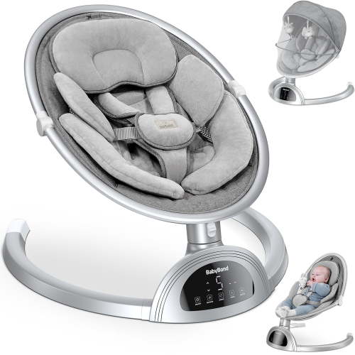 BabyBond Baby Swings for Infants, Bluetooth Portable Infant Swing-Silver