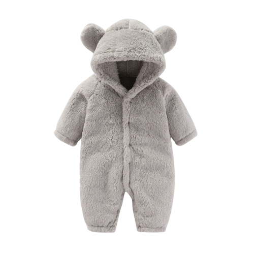 shoper Baby Snowsuit Girl, Baby Girl Boys Rompers Winter Plush Bodysuit Zipper Long Sleeve Hooded One Piece Toddler Jumpsuit with Bear Ear Baby Clothes