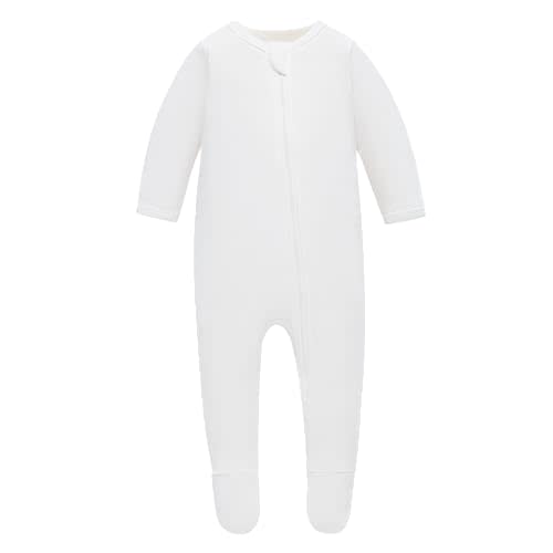 Owlivia Organic Cotton Baby Pajamas, Boys Girls Zip Front Sleep 'N Play Pjs, Footed Sleeper, Long Sleeve