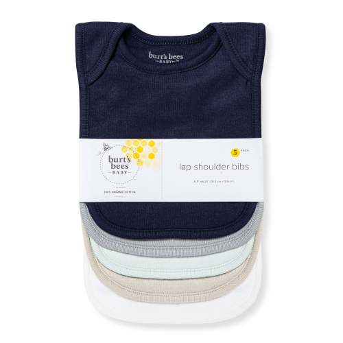 Solid Organic Cotton Baby Bibs 5 Pack - Midnight