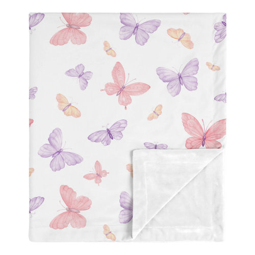 Sweet Jojo Designs Butterfly Blush Pink and Purple Receiving Security Baby Blanket | Wayfair