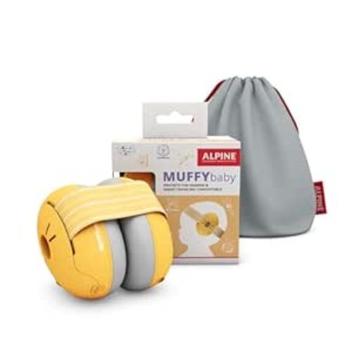 Alpine Muffy Baby Ear Protection for Babies and Toddlers up to 48 Months - CE & ANSI Certified - Noise Reduction Earmuffs - Comfortable Baby Headphones Against Hearing Damage & Improves Sleep - Yellow