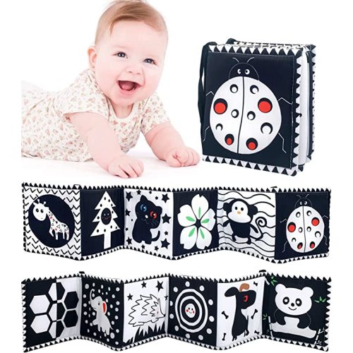 Black and White Book for Baby High Contrast Newborn Tummy Time Toys for Infants 0-6 Months