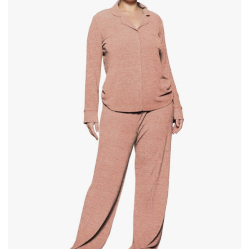 Women's Pajama Sets Long Sleeve Button Down Soft Knit Sleepwear 2 Piece Lounge Set