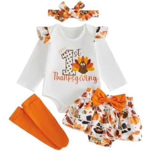 FYBITBO My First Christmas Baby Girl Outfit Newborn Infant Girl Clothes Set