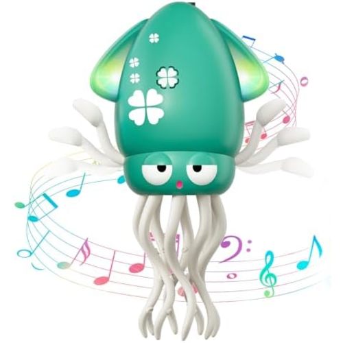 Dancing Squid Tummy Time Toy, Baby Crawling Toys with Music & Lights
