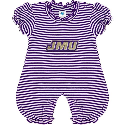 Creative Knitwear College Baby Striped Puff Sleeve Romper - Team Logo, Many Colors, for Girls (Newborn-12 Months)