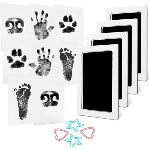 4-Pack Baby Inkless Hand and Footprint Kit Paw Nose Print Kit for Dogs Cats Pets Clean Touch Ink Pad for Baby Pets Newborn Keepsake Mess-Free Ink Pad