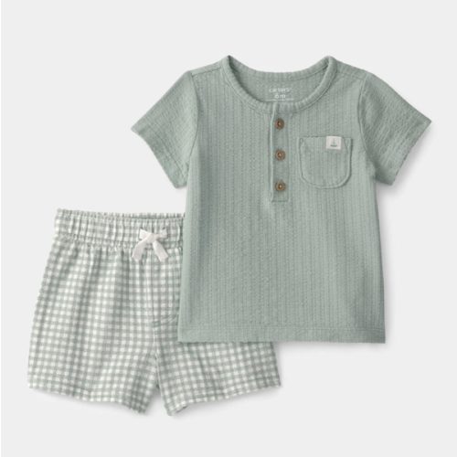 Baby 2-Piece Gingham Top & Short Set - Green | Carter's