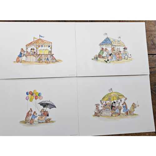 Limited set of 4 prints by TASHA TUDOR from her book: Corgiville Fair