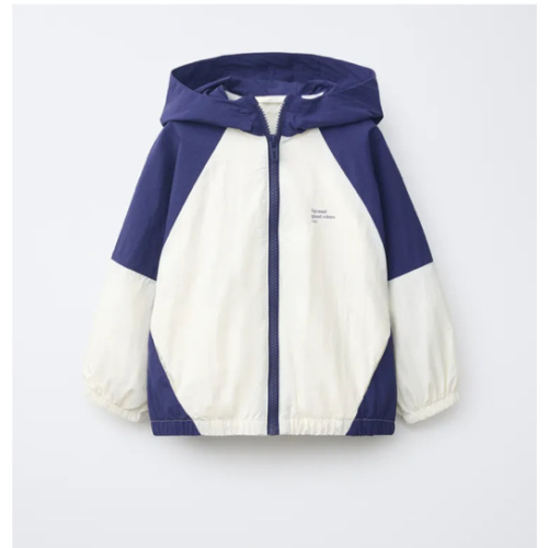 LIGHTWEIGHT WATER REPELLENT COLORBLOCK RAINCOAT - Ecru / Blue | ZARA United States
