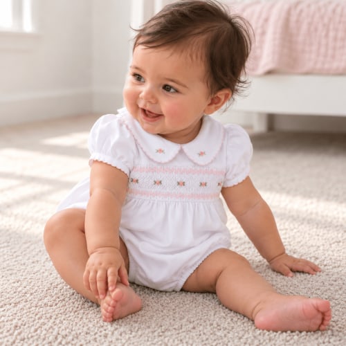 Grace Smocked Short Sleeve Bubble