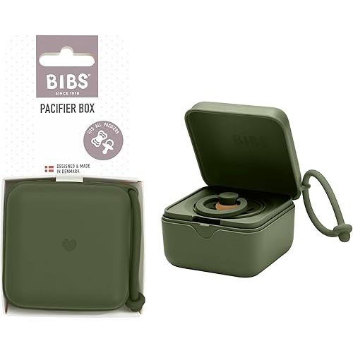 BIBS Pacifier Box with Loop for Storing & Carrying Soothers | 100% BPA Free Material | Designed & Made in Denmark | Hunter Green