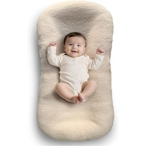 Baby Lounger Cover 1 Pack, Lamb-Fleece Lounger Cover, Soft Replacement Slipcover, Baby Nest Slipcove Compatible with Boys Girls 36"x19.5"(Cover Only)