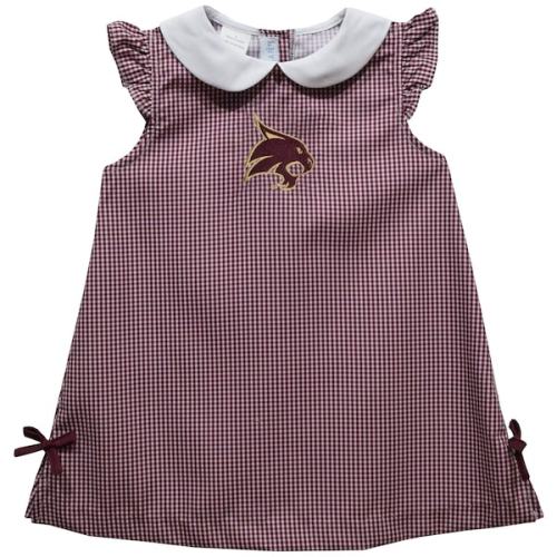 Texas State Bobcats Vive La Fete Infant Girls Mini Check Pattern A-Line Dress - Maroon
