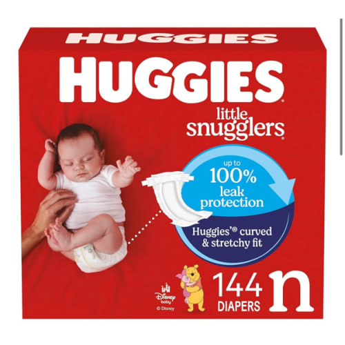 Huggies Size Newborn Diapers, Little Snugglers Baby Diapers, Size Newborn (up to 10 lbs), 144 Count, Packaging May Vary