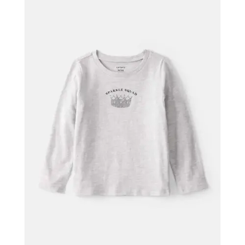 Toddler Girl Sparkle Squad Long-Sleeve Graphic Tee - Grey | Carter's
