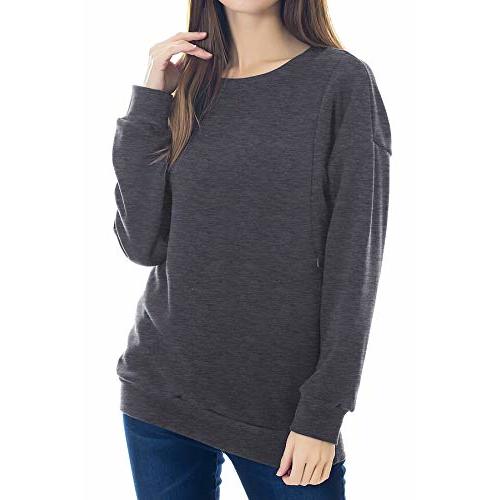 Smallshow Fleece Maternity Nursing Sweatshirt Long Sleeve Breastfeeding Tops