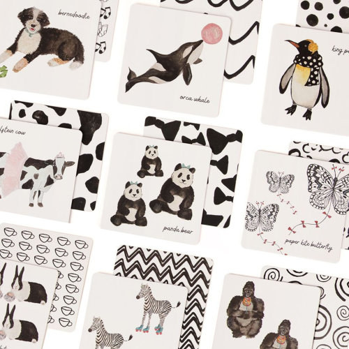 Watercolor Art Cards for Baby: High Contrast Baby Toys, Visual Stimulation Black and White Flash Cards, 0+ Months Baby Gift