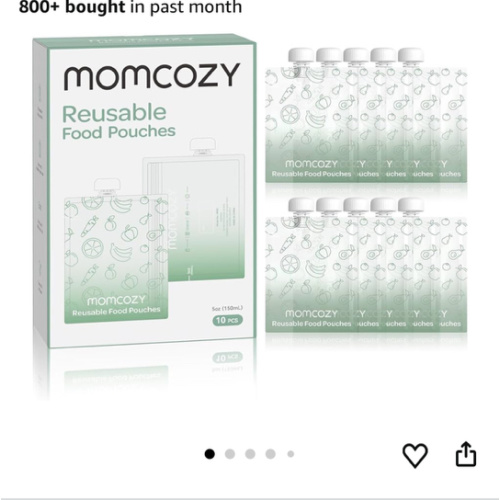 Momcozy Reusable Baby Food Pouches for Toddlers,BPA Free Plastic,Food Safe,Freezer Safe,Refillable for Applesauce Yogurt & Puree Squeeze Pouch,10 packs,5oz