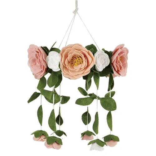 Baby Crib Mobile (Felt Rose) - Baby Shower Gift Nursery Decorations - Handmade Floral Decor for Girls