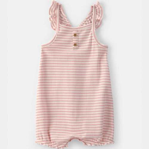Baby Girl Striped Sleeveless Romper - Pink | Carter’s Oshkosh Canada