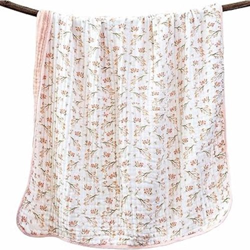 Ultra Soft 6-Layer Muslin 100% Cotton Baby Blanket 43"x43" Breathable Lightweight Floral Swaddle Blankets for Toddlers Baby Birthday Gifts All Seasons