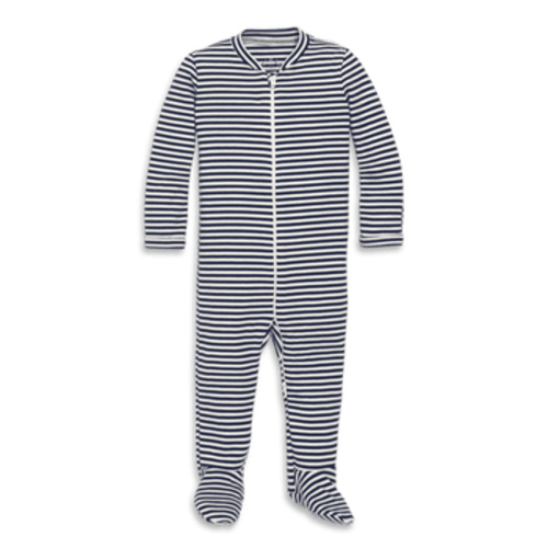 Baby Organic Zip Footie In Stripe
