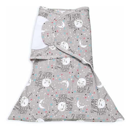SleepingBaby Zippy Swaddle - Cozy Baby Swaddle Blanket with Convenient Bottom Zipper for Easy Diaper Changes - Goodnight Moon - Small/Medium
