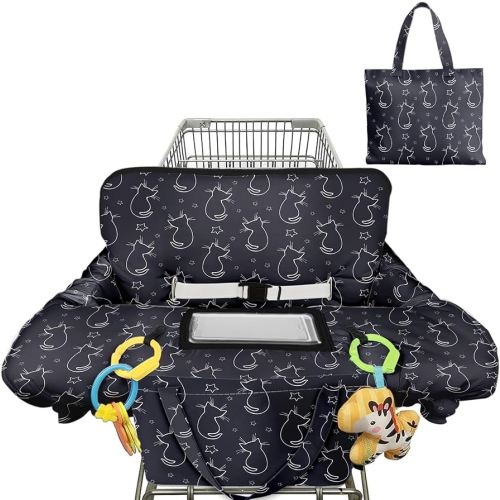 Shopping Cart Cover for Baby 2-in-1 High Chair Cover with Safety Harness Multifunctional Grey Cat Cart Covers for Babies Soft Padded Grocery Cart Cover for Baby Boy Girl