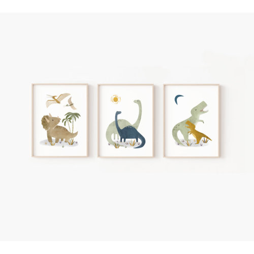 Nemo and Her Dinosaur Art Print Set - Unframed Prints | Wayfair