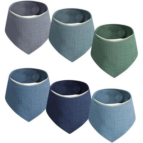 Magnetic Bandana Drool Bibs 6-pack - Magnetic Closure Baby Bibs - Safe, Easy, Chic Teething Bib