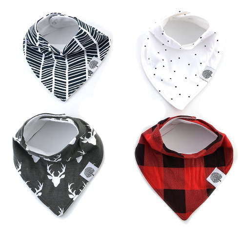 Parker Baby Cotton Bandana Bibs - 4 Pack Bibs Unisex - Lumberjack Set