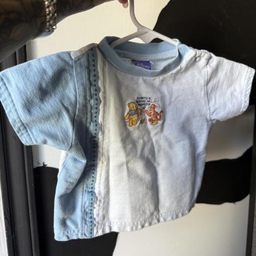 Blue and white Winnie the Pooh and Tigger baby shirt...