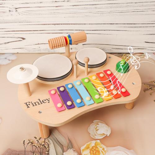 Personalized Wooden Piano Drum Toy: Montessori Musical Instrument, Baby gift for 1-3 years old, first birthday gift, Children's Day Gift