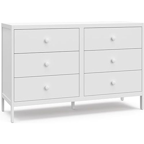 Graco Theo 6 Drawer Dresser (White) - GREENGUARD Gold Certified, Interlocking Drawer System, Dresser Drawer Organizer for Nursery & Kids Bedroom